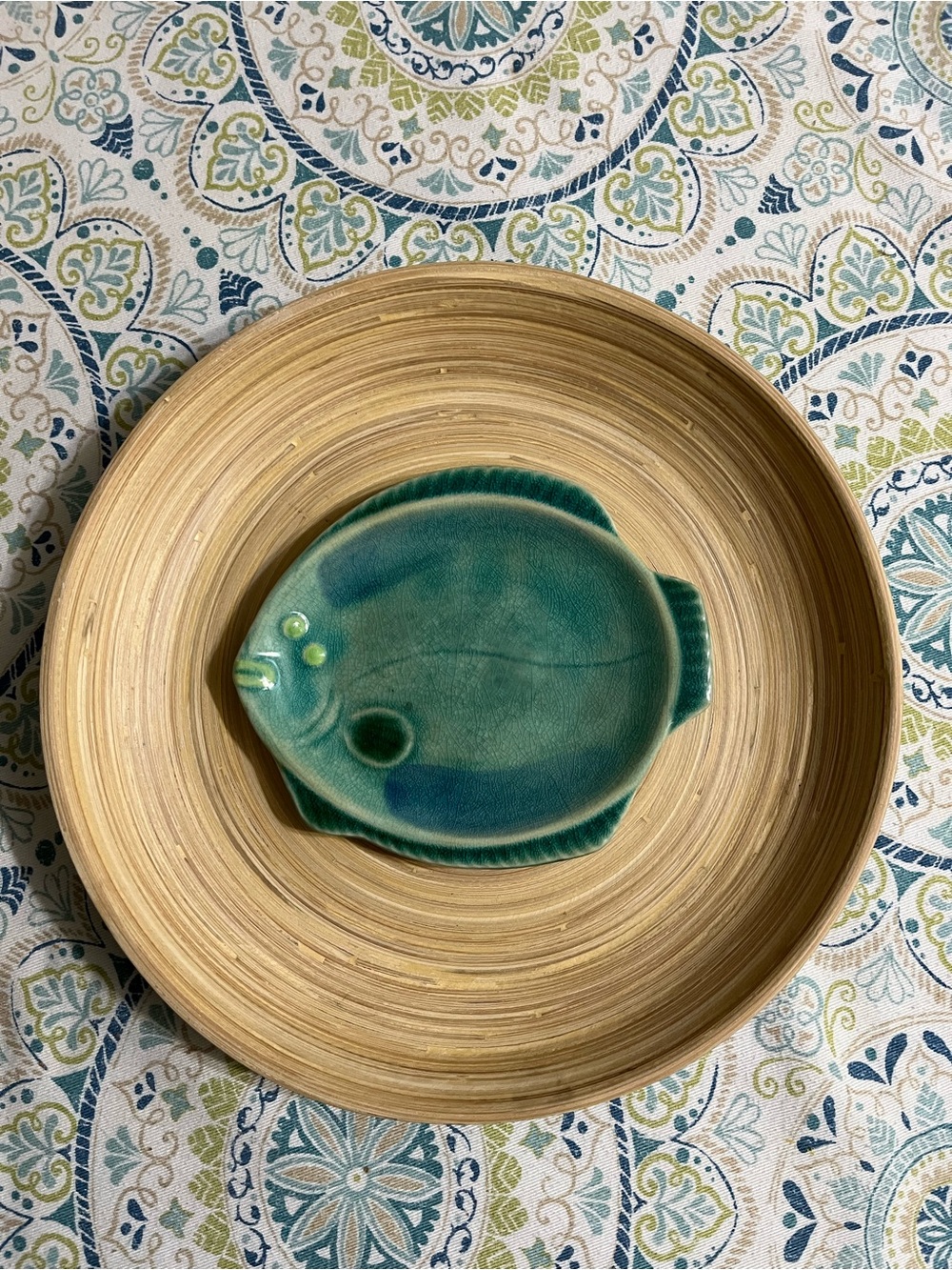 Japanese Crackled Glass Sushi/Wasabi Bowl